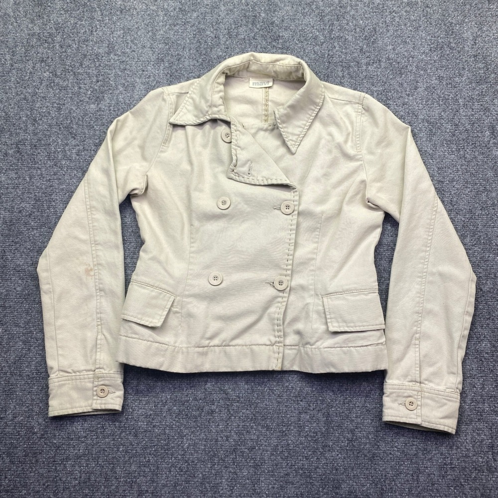 Mavi Hillary Peacoat Jacket Womens Medium Beige Cotton Double Breasted Grunge